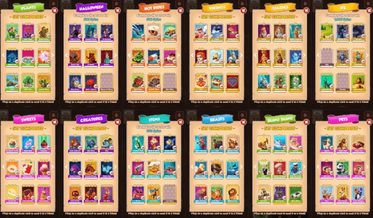 Collect all the different Cards and keep in the Chests